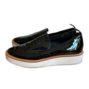 Vince Patent Leather Platform Loafers in Black SIZE 6